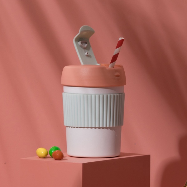 Термокружка Kiss Kiss KKF Rainbow Vacuum Coffee Tumbler Mini, розовый/светло-зелёный/белый